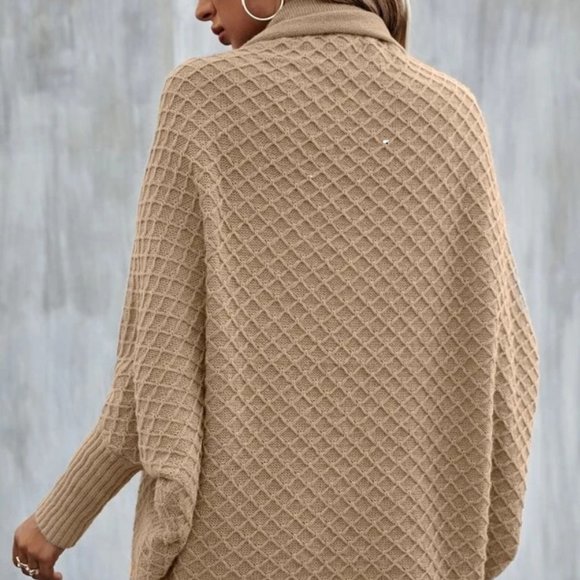 Shein Shawl Collar Batwing Sleeve Textured Knit Cardigan - Picture 2 of 3